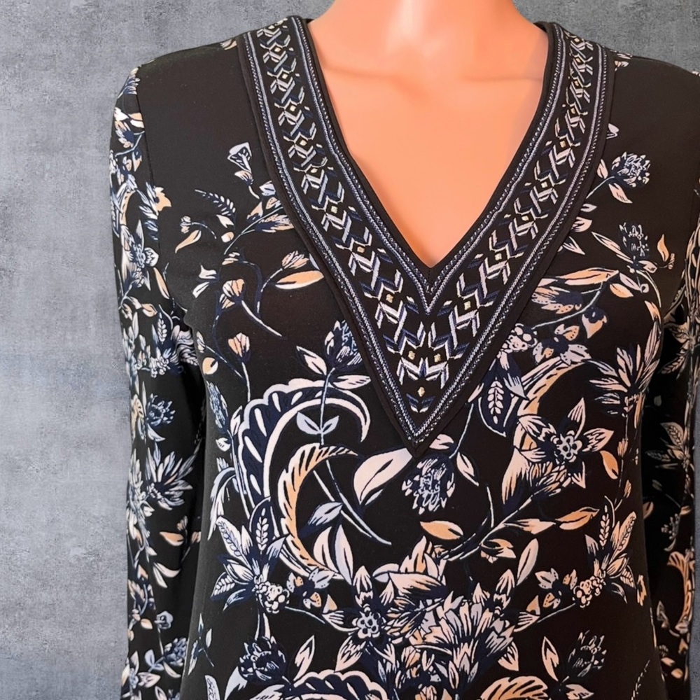 Dress: White House Black Market Shift Dress. Boho Floral Print.